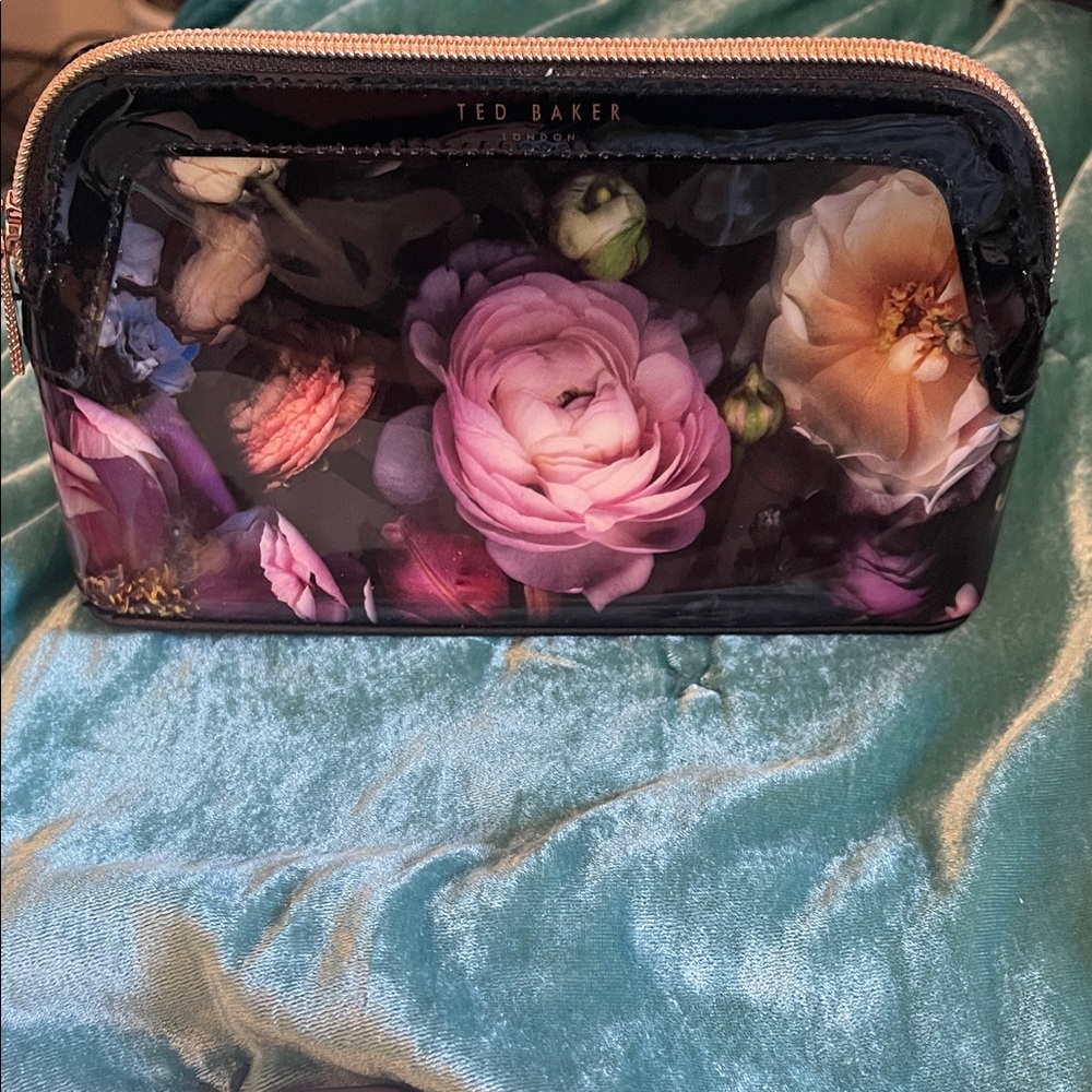 Ted Baker Floral Cosmetic Bag - Pink and Black